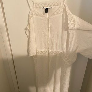 Long Cardigan Sheer Lace Trim Summer Top